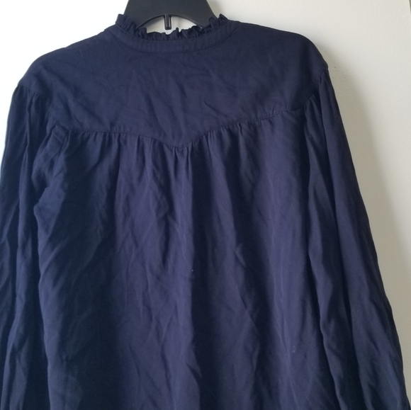 Sundays Andrea Long Sleeve Twill Top In Navy Size XS - Picture 2 of 13